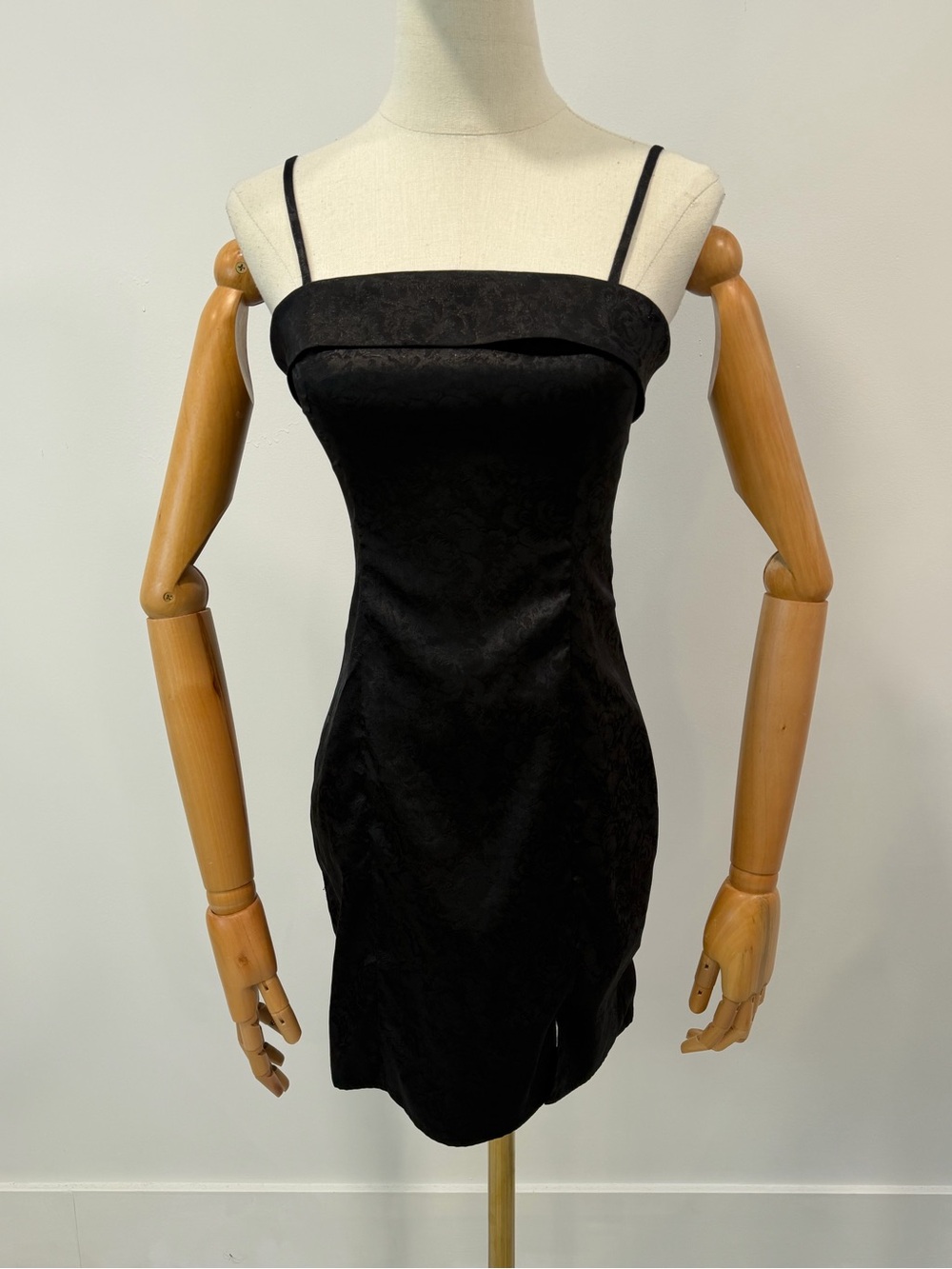 Lulu's Black Satin Jacquard Mini Dress